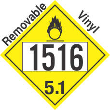 Oxidizer Class 5.1 UN1516 Removable Vinyl DOT Placard