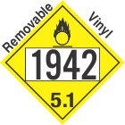 Oxidizer Class 5.1 UN1942 Removable Vinyl DOT Placard