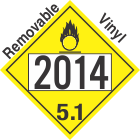 Oxidizer Class 5.1 UN2014 Removable Vinyl DOT Placard