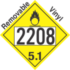 Oxidizer Class 5.1 UN2208 Removable Vinyl DOT Placard