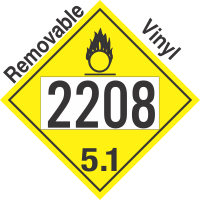 Oxidizer Class 5.1 UN2208 Removable Vinyl DOT Placard