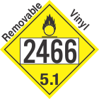 Oxidizer Class 5.1 UN2466 Removable Vinyl DOT Placard