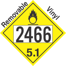 Oxidizer Class 5.1 UN2466 Removable Vinyl DOT Placard