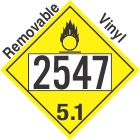 Oxidizer Class 5.1 UN2547 Removable Vinyl DOT Placard