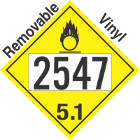 Oxidizer Class 5.1 UN2547 Removable Vinyl DOT Placard