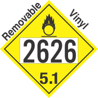 Oxidizer Class 5.1 UN2626 Removable Vinyl DOT Placard