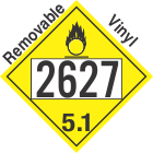Oxidizer Class 5.1 UN2627 Removable Vinyl DOT Placard