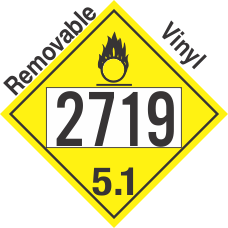 Oxidizer Class 5.1 UN2719 Removable Vinyl DOT Placard