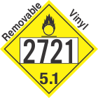 Oxidizer Class 5.1 UN2721 Removable Vinyl DOT Placard