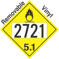 Oxidizer Class 5.1 UN2721 Removable Vinyl DOT Placard