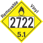 Oxidizer Class 5.1 UN2722 Removable Vinyl DOT Placard