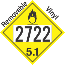 Oxidizer Class 5.1 UN2722 Removable Vinyl DOT Placard