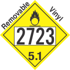 Oxidizer Class 5.1 UN2723 Removable Vinyl DOT Placard