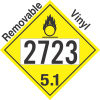 Oxidizer Class 5.1 UN2723 Removable Vinyl DOT Placard