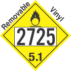 Oxidizer Class 5.1 UN2725 Removable Vinyl DOT Placard