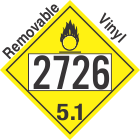 Oxidizer Class 5.1 UN2726 Removable Vinyl DOT Placard
