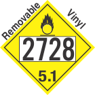 Oxidizer Class 5.1 UN2728 Removable Vinyl DOT Placard
