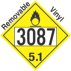 Oxidizer Class 5.1 UN3087 Removable Vinyl DOT Placard