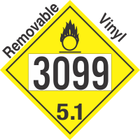 Oxidizer Class 5.1 UN3099 Removable Vinyl DOT Placard