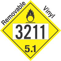 Oxidizer Class 5.1 UN3211 Removable Vinyl DOT Placard