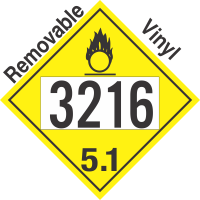 Oxidizer Class 5.1 UN3216 Removable Vinyl DOT Placard