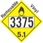 Oxidizer Class 5.1 UN3375 Removable Vinyl DOT Placard