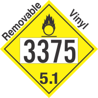 Oxidizer Class 5.1 UN3375 Removable Vinyl DOT Placard