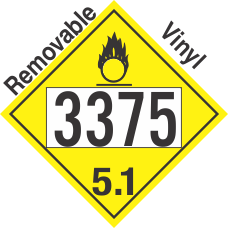 Oxidizer Class 5.1 UN3375 Removable Vinyl DOT Placard