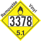 Oxidizer Class 5.1 UN3378 Removable Vinyl DOT Placard