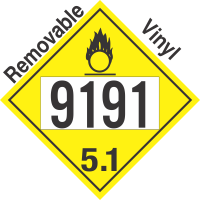 Oxidizer Class 5.1 UN9191 Removable Vinyl DOT Placard