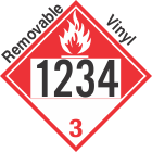 Combustible Class 3 UN1234 Removable Vinyl DOT Placard