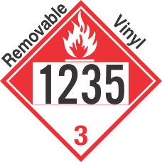 Combustible Class 3 UN1235 Removable Vinyl DOT Placard