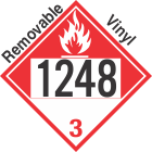 Combustible Class 3 UN1248 Removable Vinyl DOT Placard