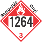 Combustible Class 3 UN1264 Removable Vinyl DOT Placard