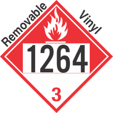 Combustible Class 3 UN1264 Removable Vinyl DOT Placard