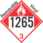 Combustible Class 3 UN1265 Removable Vinyl DOT Placard