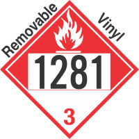 Combustible Class 3 UN1281 Removable Vinyl DOT Placard