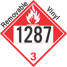 Combustible Class 3 UN1287 Removable Vinyl DOT Placard