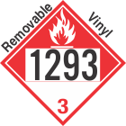 Combustible Class 3 UN1293 Removable Vinyl DOT Placard