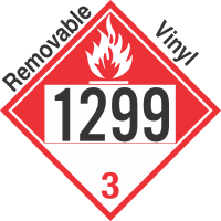 Combustible Class 3 UN1299 Removable Vinyl DOT Placard