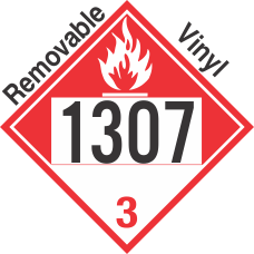 Combustible Class 3 UN1307 Removable Vinyl DOT Placard