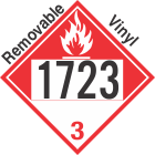Combustible Class 3 UN1723 Removable Vinyl DOT Placard