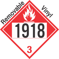 Combustible Class 3 UN1918 Removable Vinyl DOT Placard