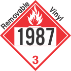Combustible Class 3 UN1987 Removable Vinyl DOT Placard