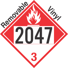 Combustible Class 3 UN2047 Removable Vinyl DOT Placard