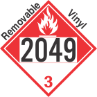 Combustible Class 3 UN2049 Removable Vinyl DOT Placard