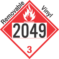 Combustible Class 3 UN2049 Removable Vinyl DOT Placard