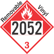 Combustible Class 3 UN2052 Removable Vinyl DOT Placard