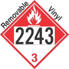 Combustible Class 3 UN2243 Removable Vinyl DOT Placard