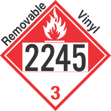 Combustible Class 3 UN2245 Removable Vinyl DOT Placard